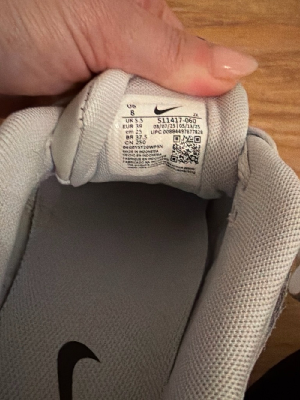 Nike Air Light Gray and Dark Gray Sneakers with Pink Swoosh - Picture 5 of 5